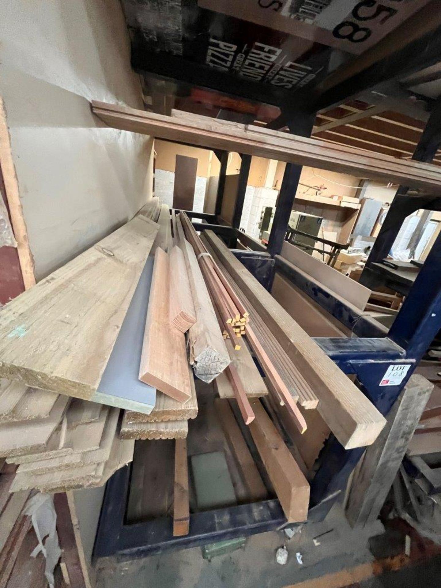Contents only of 3 mobile stock racks, assorted lengths of timber - Image 3 of 4
