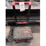 Milwaukee mobile tool box (one piece) with contents of various bolts, lifting slings, lever hoist an