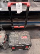 Milwaukee mobile tool box (one piece) with contents of various bolts, lifting slings, lever hoist an