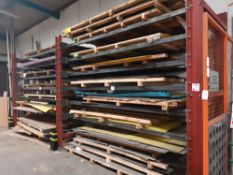 Two bays of heavy duty steel pallet racking (excludes contents)