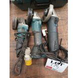 Bosch GWS 11-125 angle grinder, Makita DGA454 angle grinder (no battery) and Makita corded angle gri