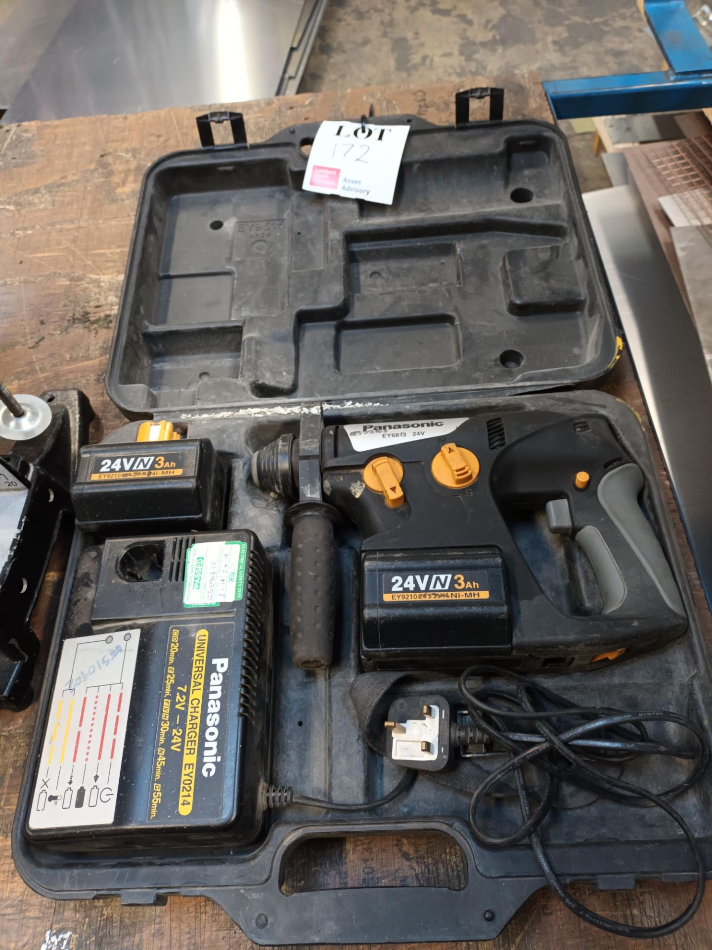 Panasonic EY6813 cordless hammer drill with carry case, two batteries and charger