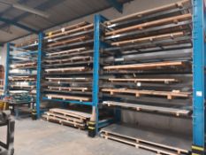 Three bays of heavy duty steel pallet racking (excludes contents)
