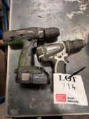 Makita BHP456 cordless combi drill (no battery) with another cordless drill with battery