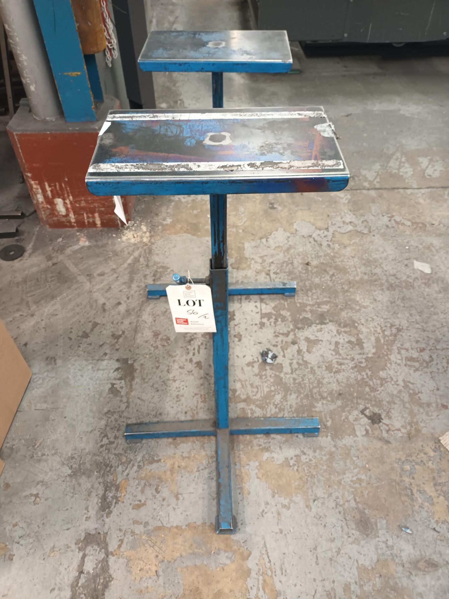 Two adjustable height tool stands