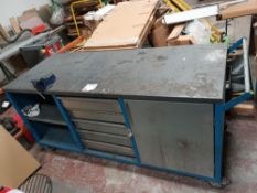 Steel top workbench with fitted vice