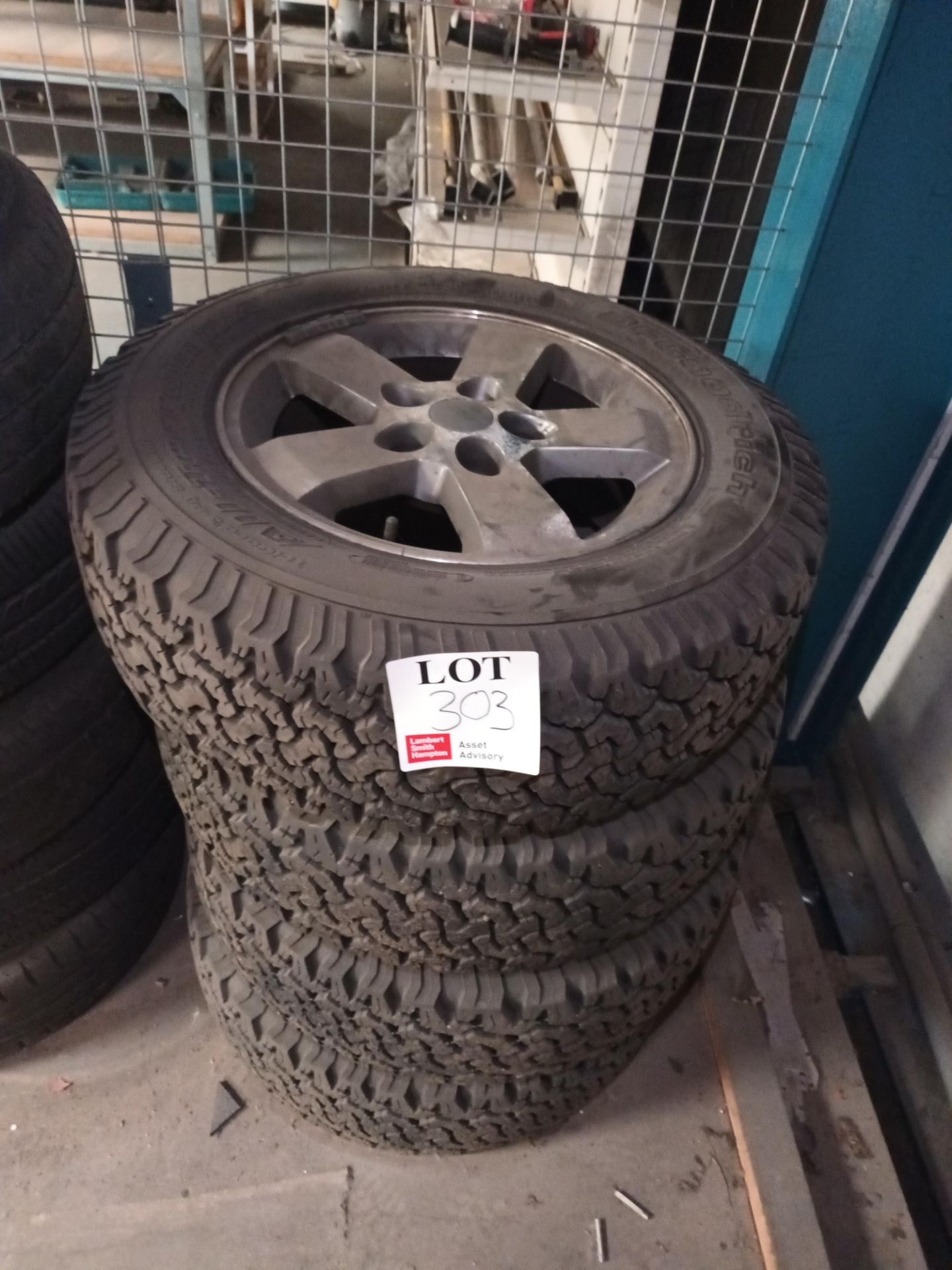 Four All-Terrain PR6 Load Range Six tyres (tyre size is 215/70R16) with wheels