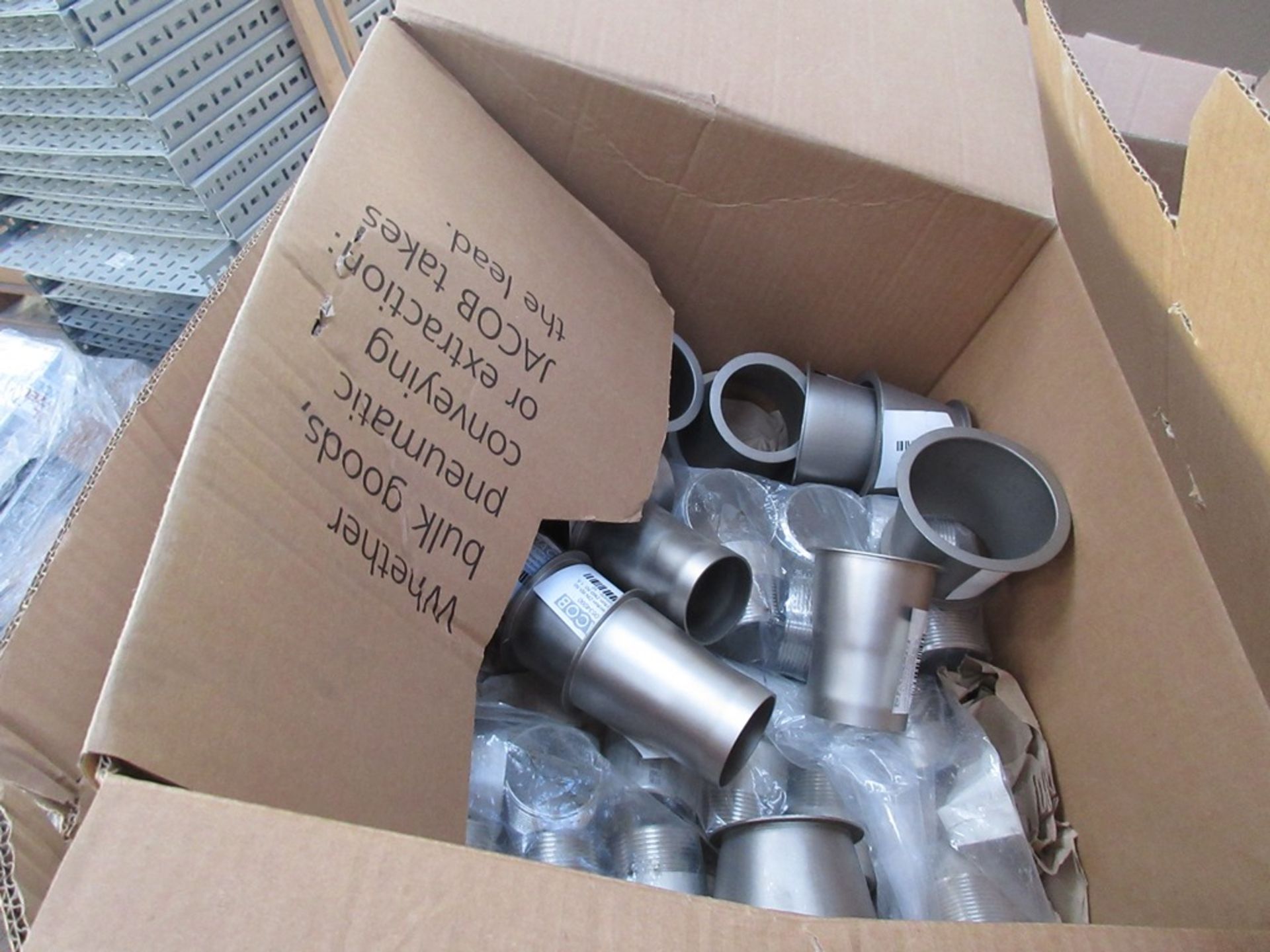 Miscellaneous pallet of pipe fittings, fans, bevel screw spares, enclosures, etc. - Image 4 of 10