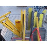 Stillage of four concertina barrier fencing, four safety walkways, mobile transport trolley