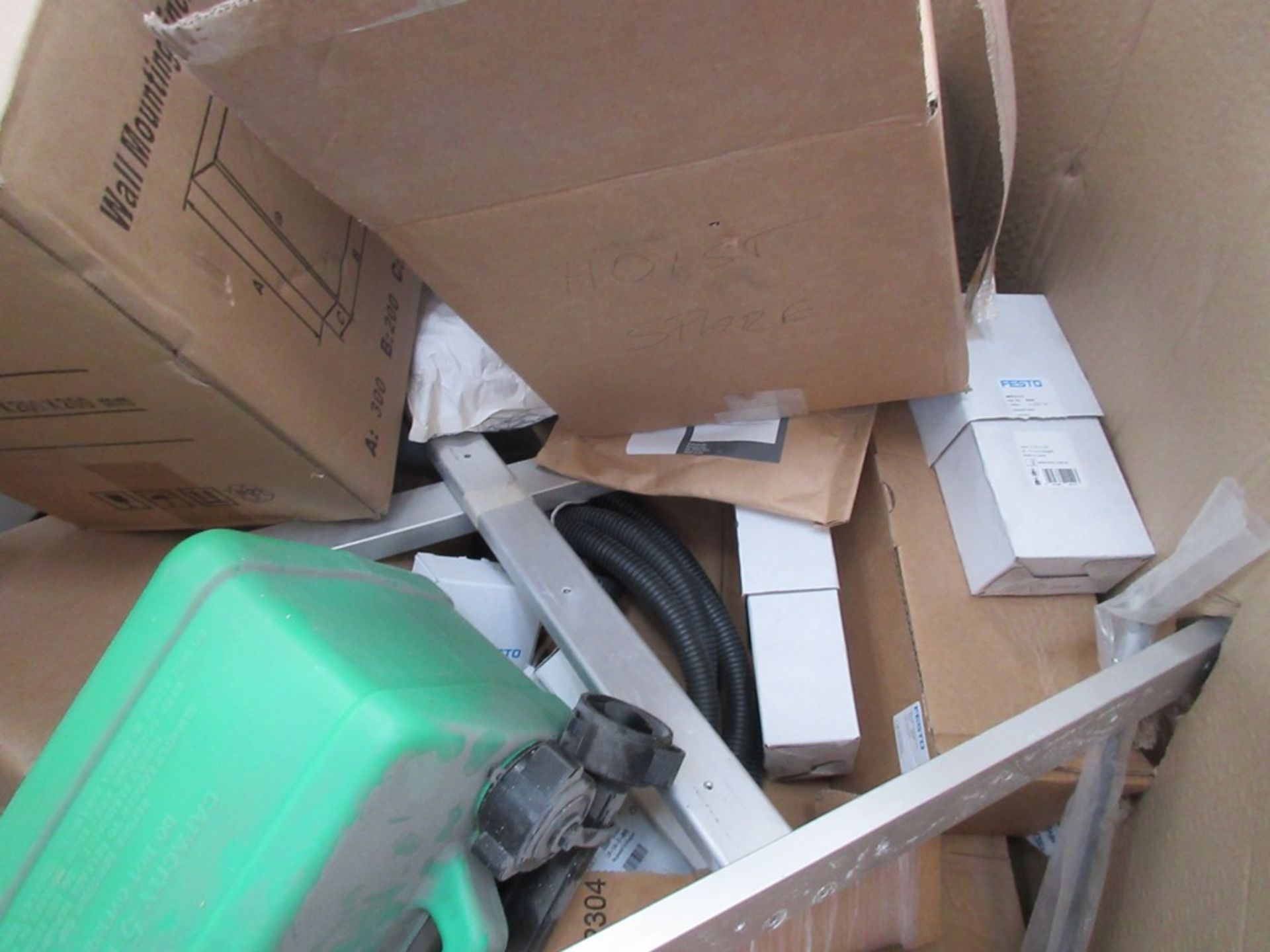 Miscellaneous pallet of pipe fittings, fans, bevel screw spares, enclosures, etc. - Image 3 of 10