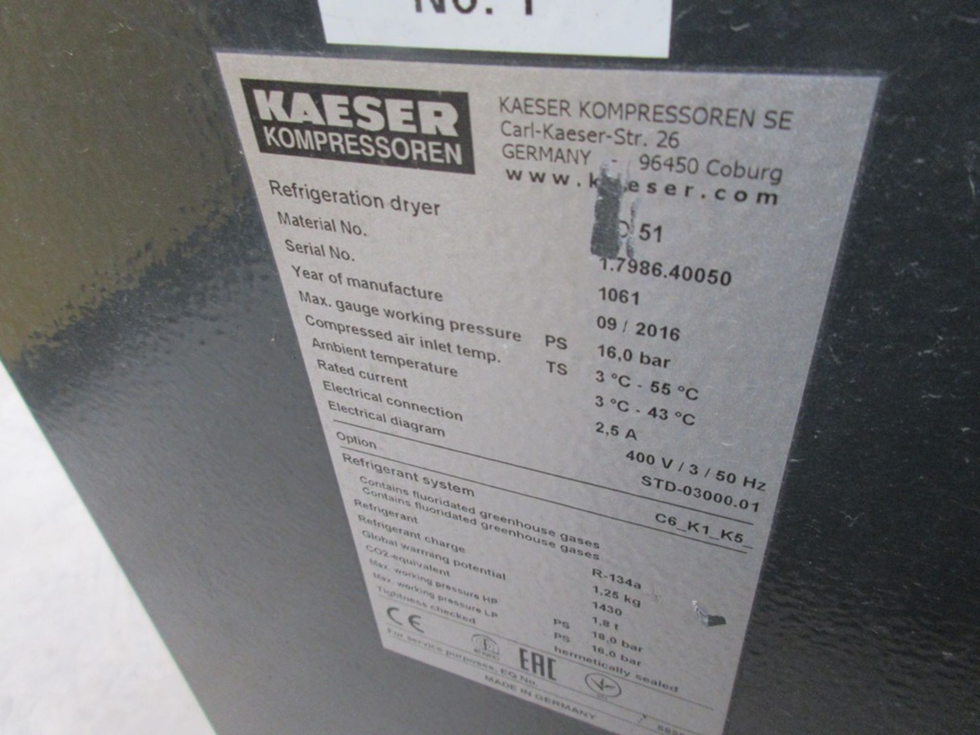 HPC Kaeser TD51 refrigeration dryer, serial no. 1061 (2016) - Image 3 of 4