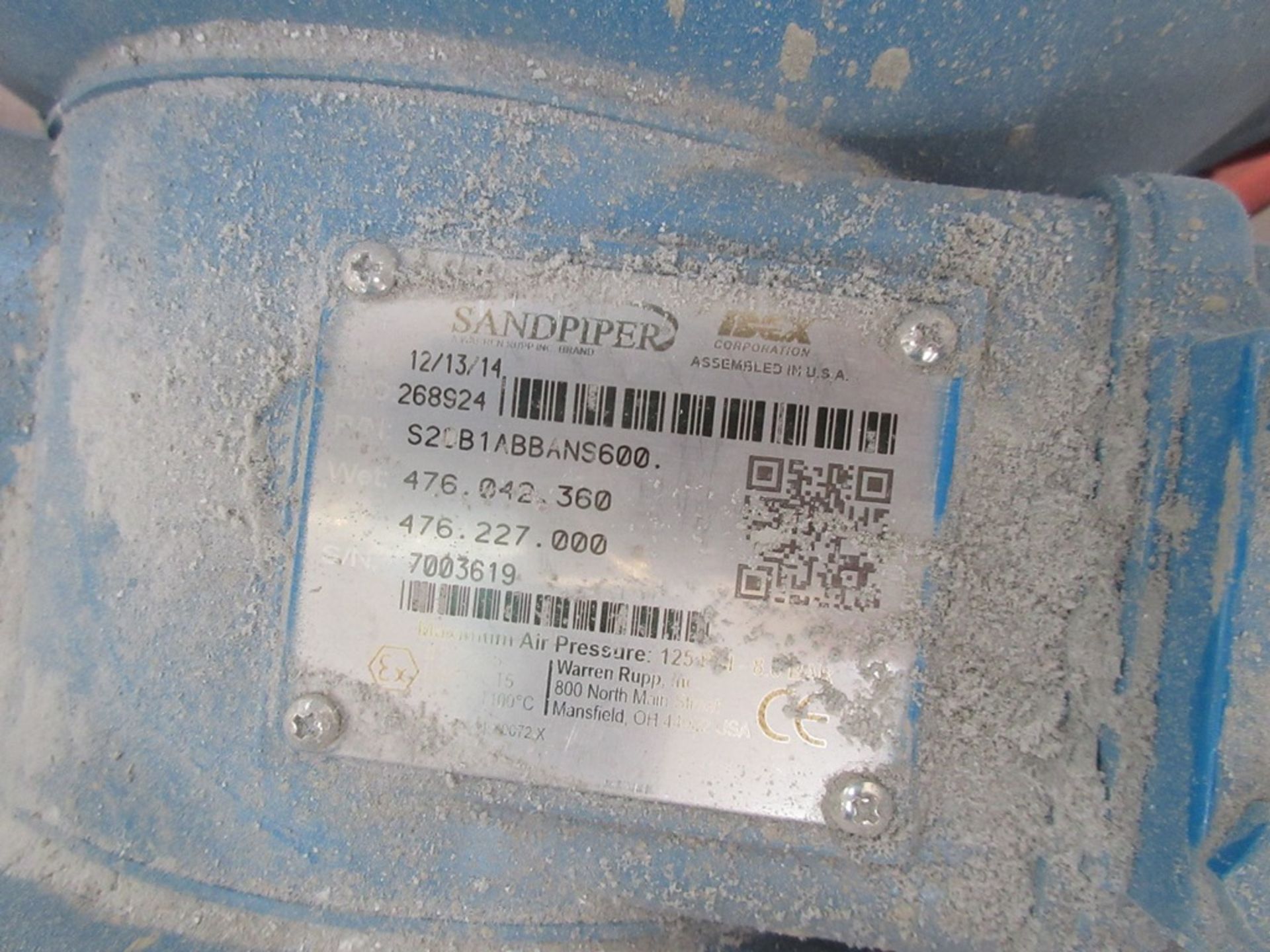 Sandpiper S20B1ABBAN5600 diaphragm pump, serial no. 7003619 (2014) - Image 2 of 3