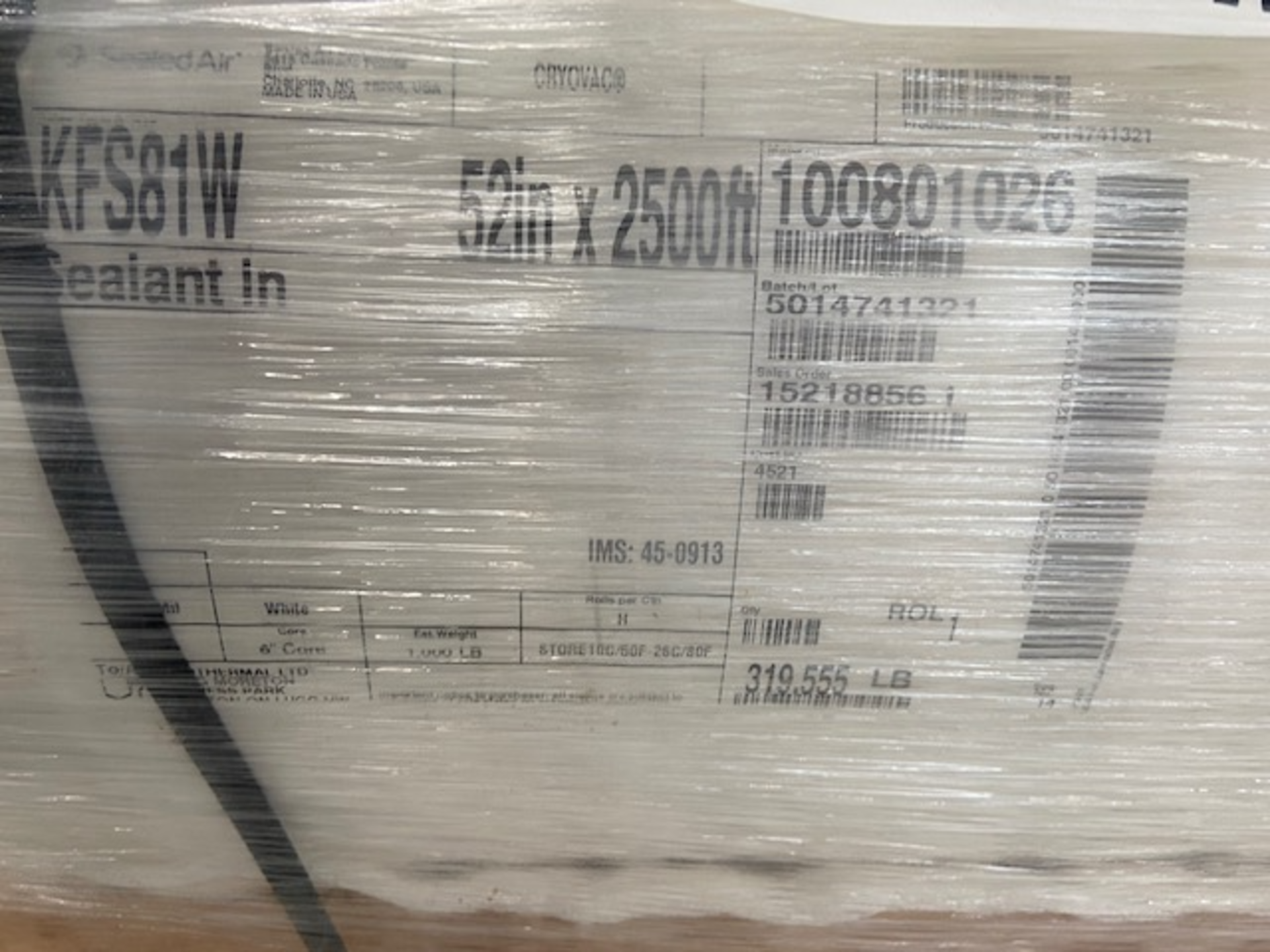 Sixteen pallets x 4rolls, 2 pallets x 2 rolls of Cryovac, 1005m² per roll, amount 51,680 - Image 3 of 10