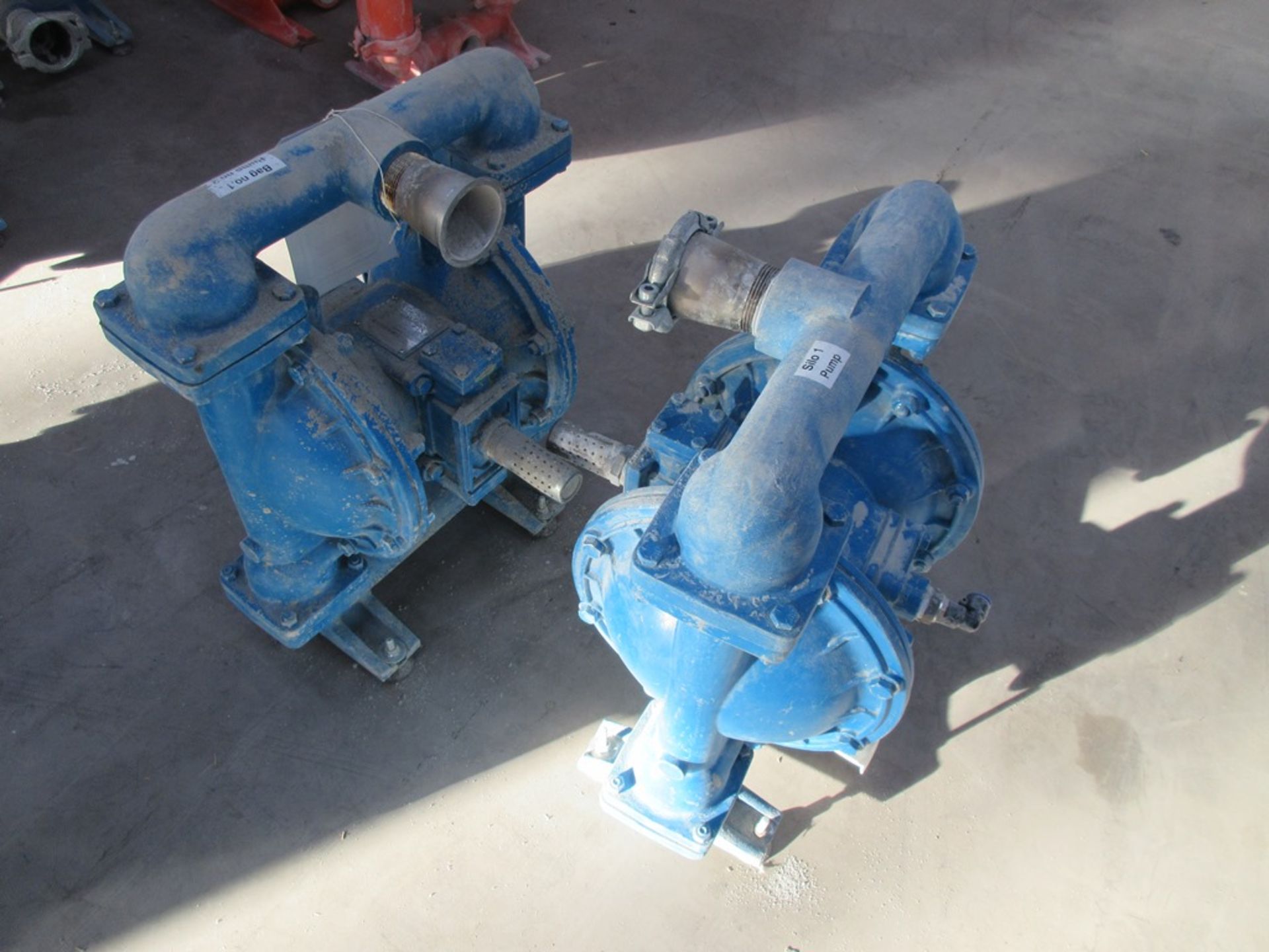 Two Sandpiper diaphragm pumps, model nos. S15B1A1WAB5600 (2012) and S15B1ABWAB5600 (2017)