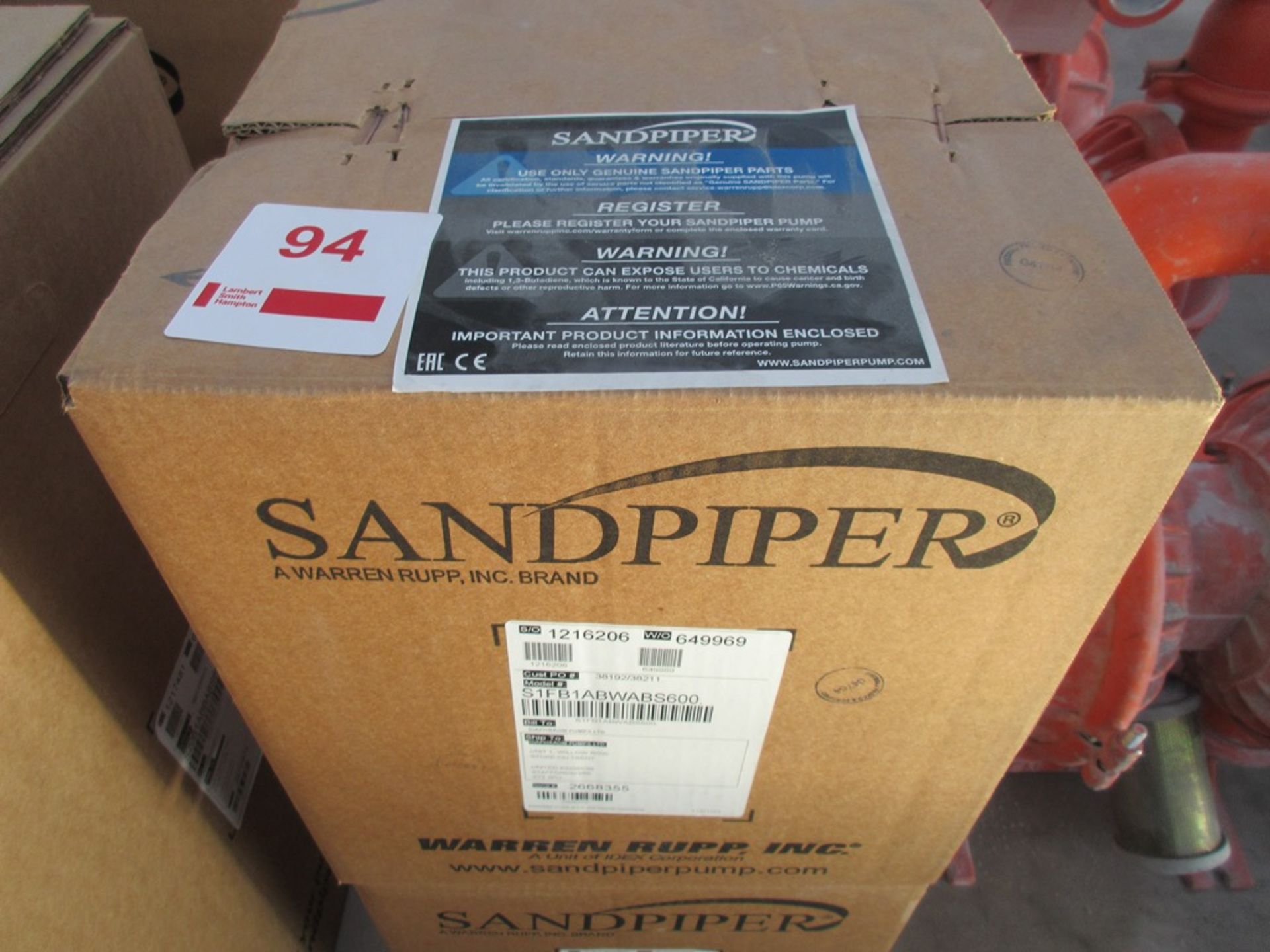 Sandpiper SIFB1ABWABS600 diaphragm pump, serial no. 2668355 (boxed/un-used, box date 2021)