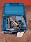 Makita HR2630 hammer drill, serial no. 375943 R, year 2021, 110v, with carry case