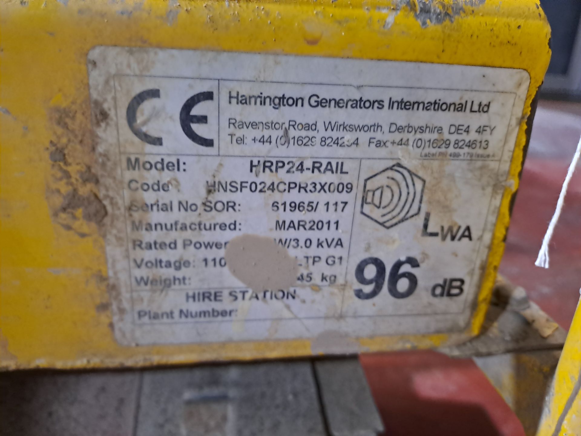 Harrington Generators International HRP24-Rail portable generator, serial no. 61965/117, year 2011 - Image 2 of 4