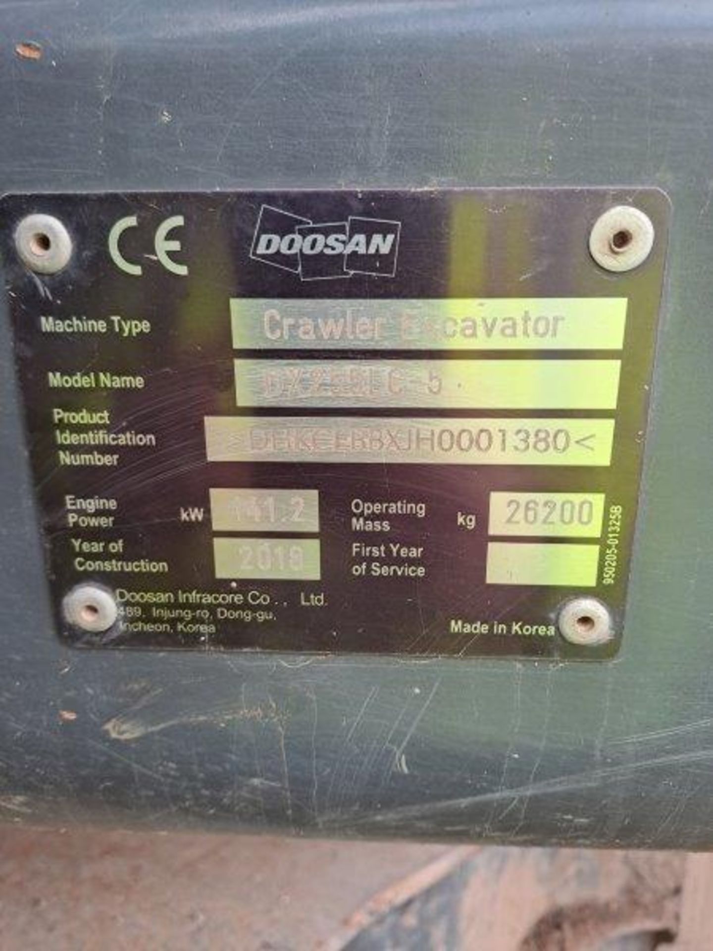 Doosan DX255LC-5 25.5t excavator, serial no. DHKCEBBXJH0001380, Year: 2018, hours: 7,221, Key: 1, - Bild 22 aus 23