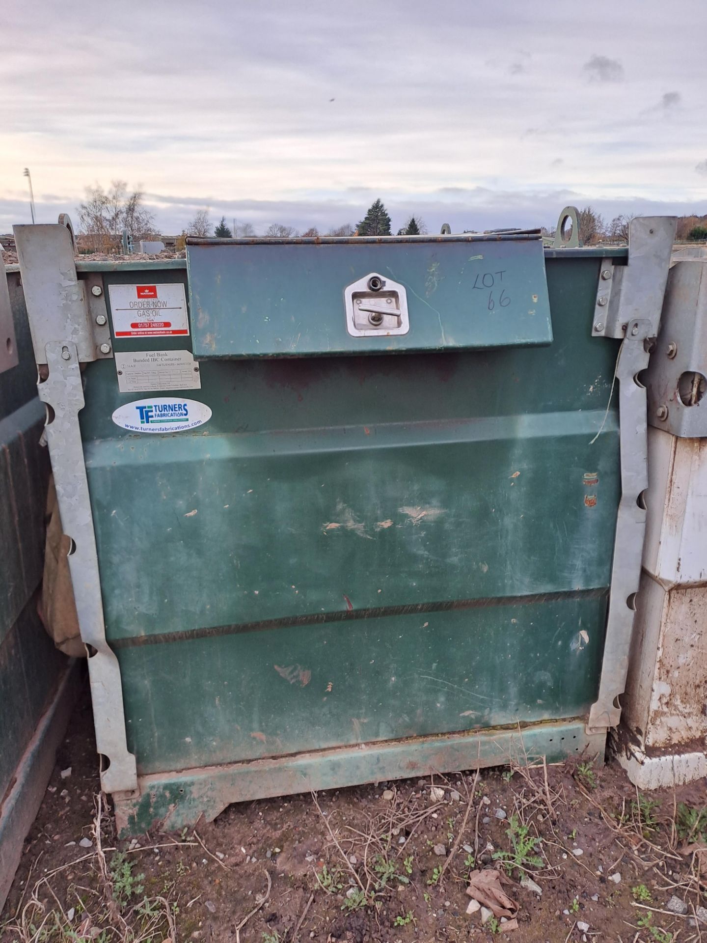 Fuel Bank bunded IBC skid mounted container, serial no. 14799, capacity 2000 ltrs, with pump & hose