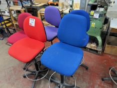 Five various tall operator chairs