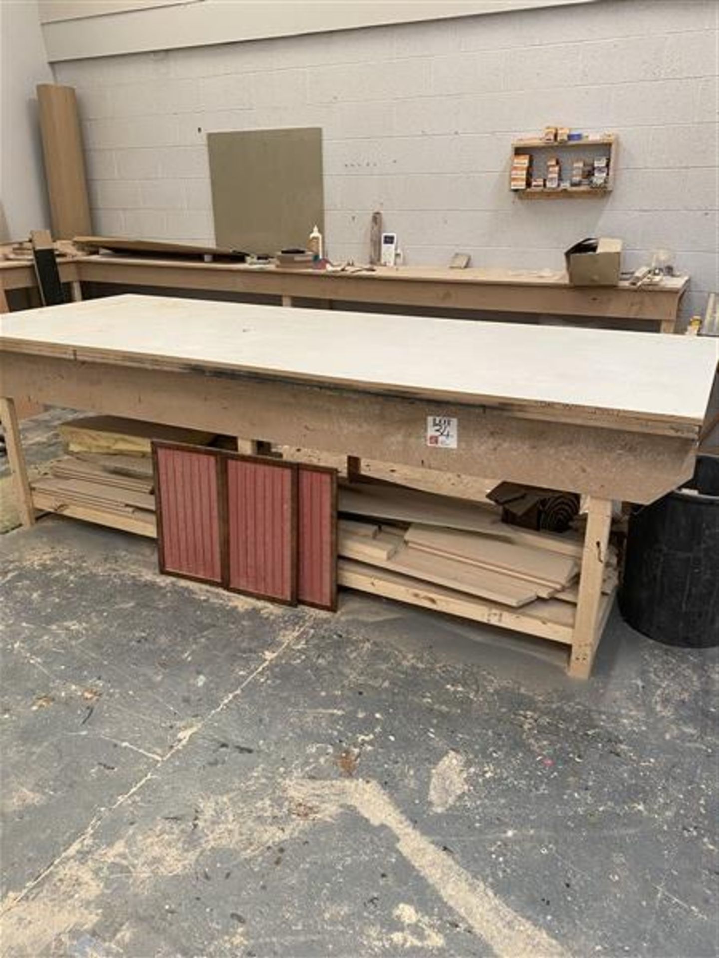 Quantity of timber framed workshop furniture