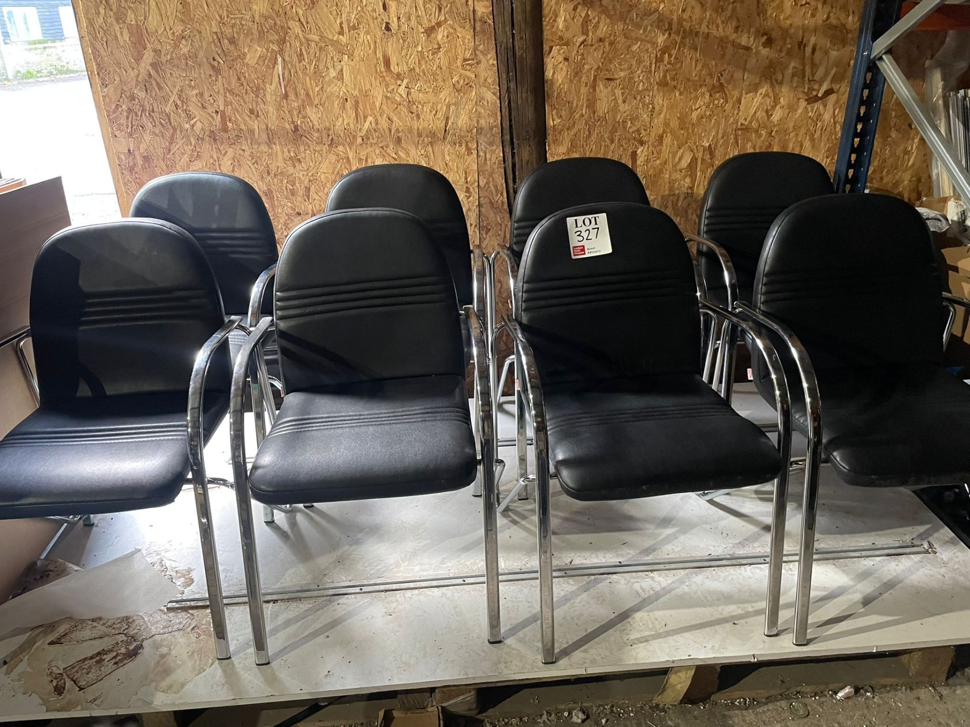 Eight black leather upholstered chairs with chrome frame - Image 2 of 3