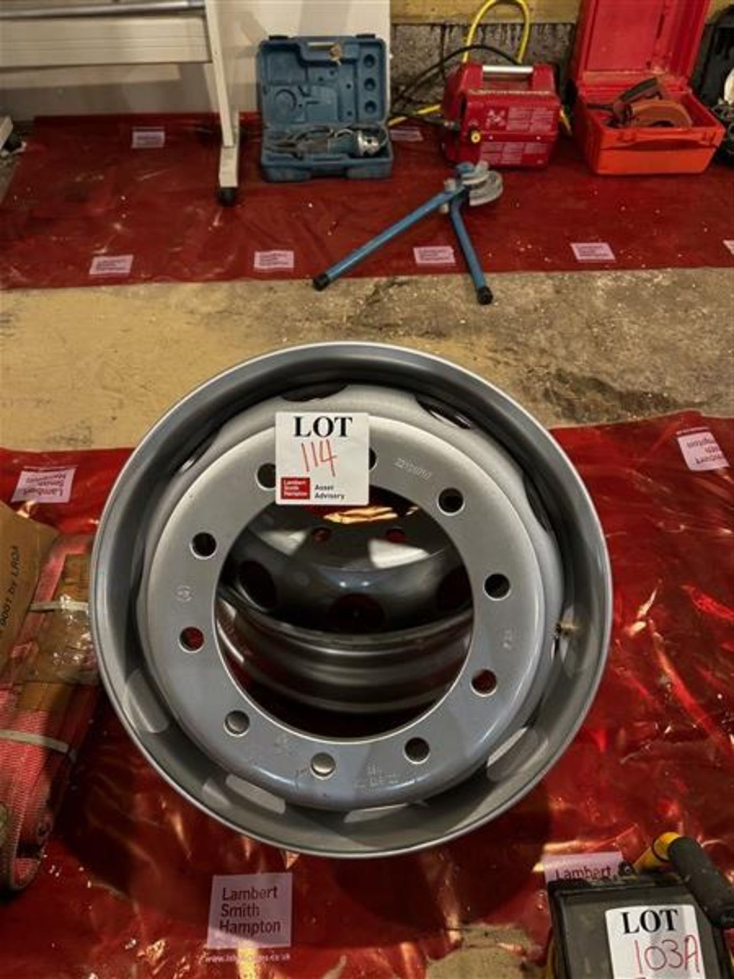 Two steel lorry wheels Size: 22.5 x 8.25