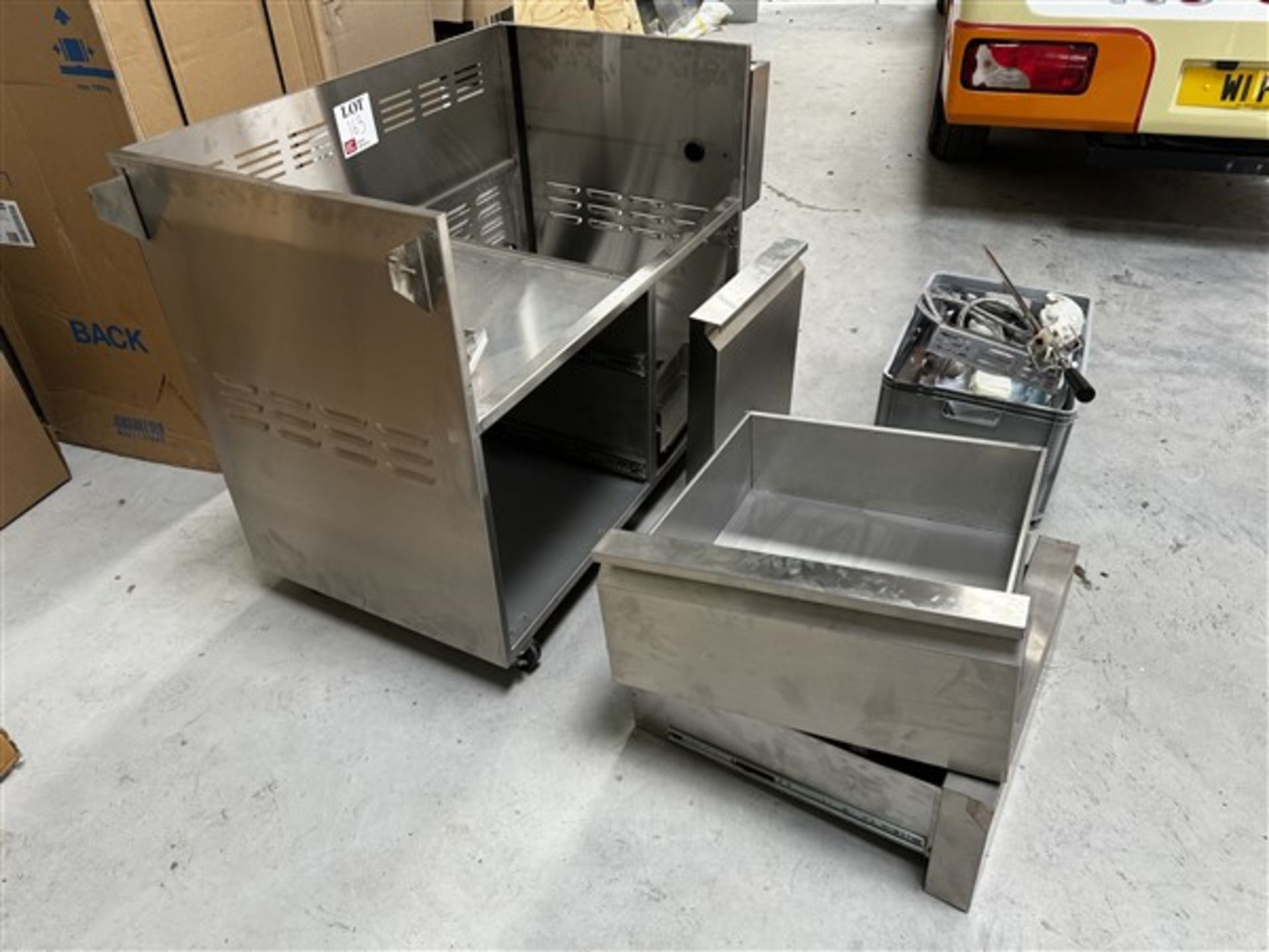 Stainless steel BBQ counter with two shelves/drawers counter dimensions: height 94cm x length 1.3m x - Image 2 of 4