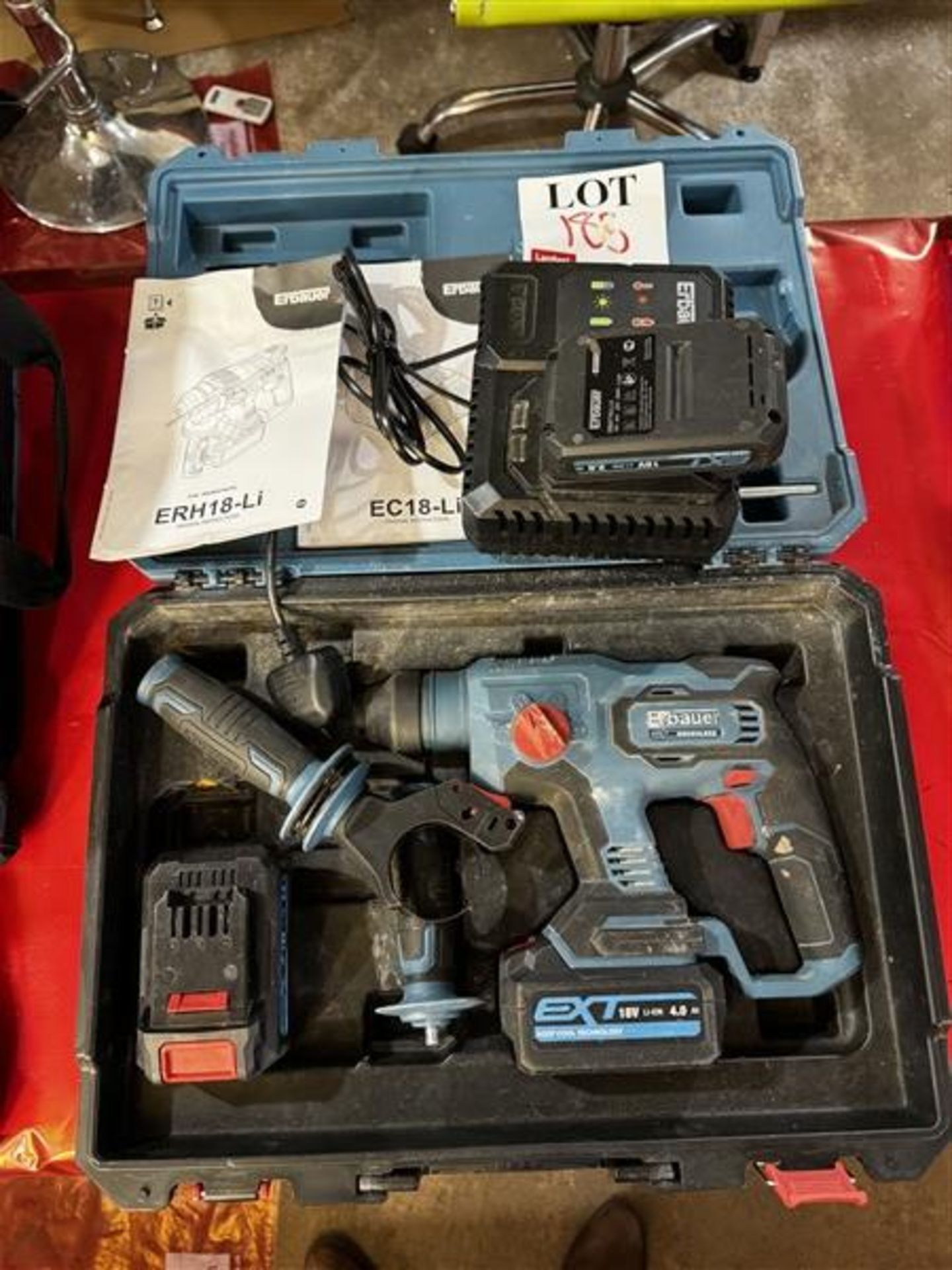 Erbauer ERH18-Li precision drill with three batteries, charger & box