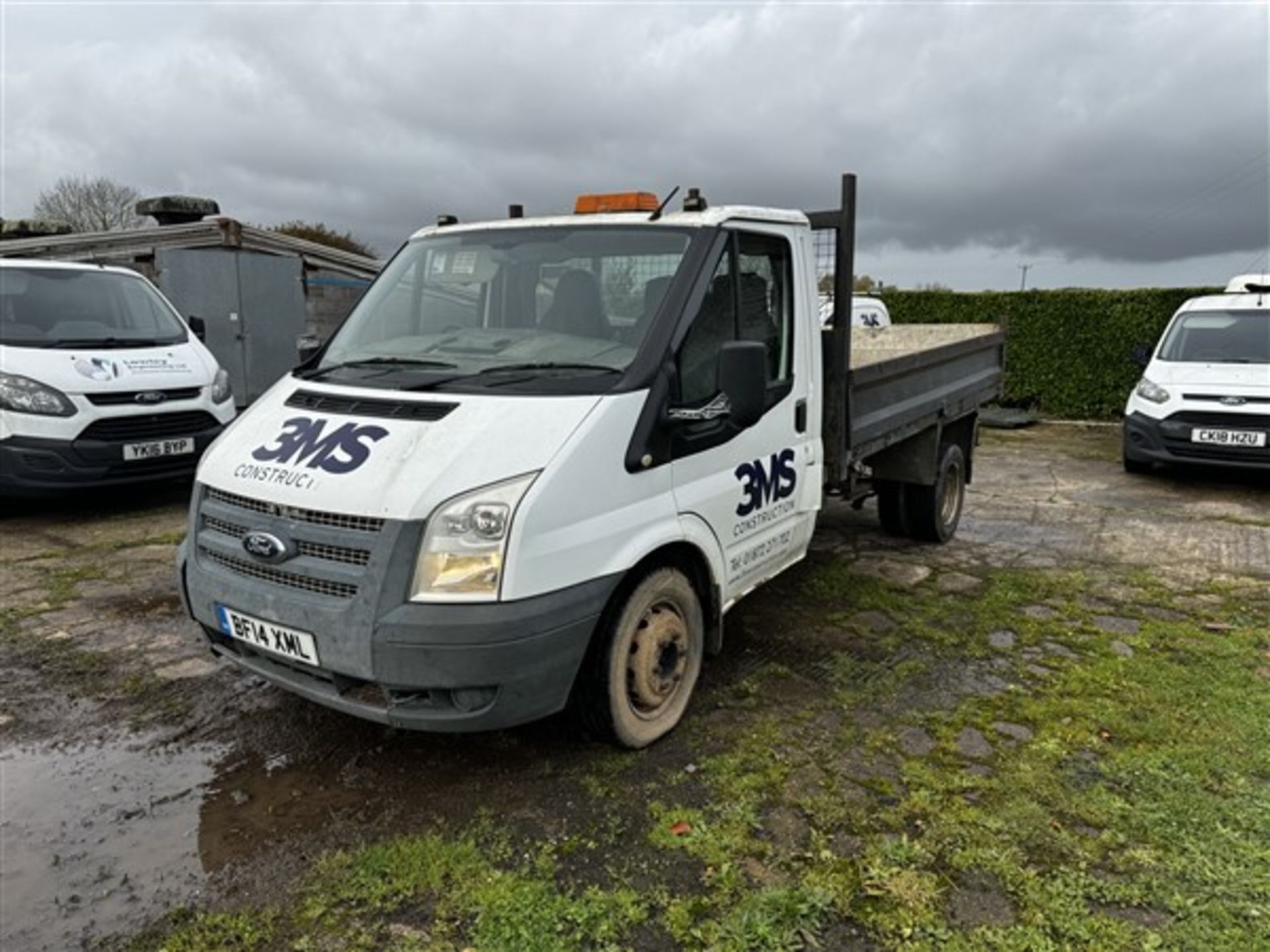 Ford Transit 100 T350 tipper, reg no. BF14 XML mileage 175,023, two keys, V5 - yes Damaged driver