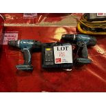 Two Makita drills & battery charger (no batteries)