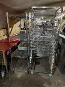 20-shelf metal bakery trolley and 4-shelf wire rack