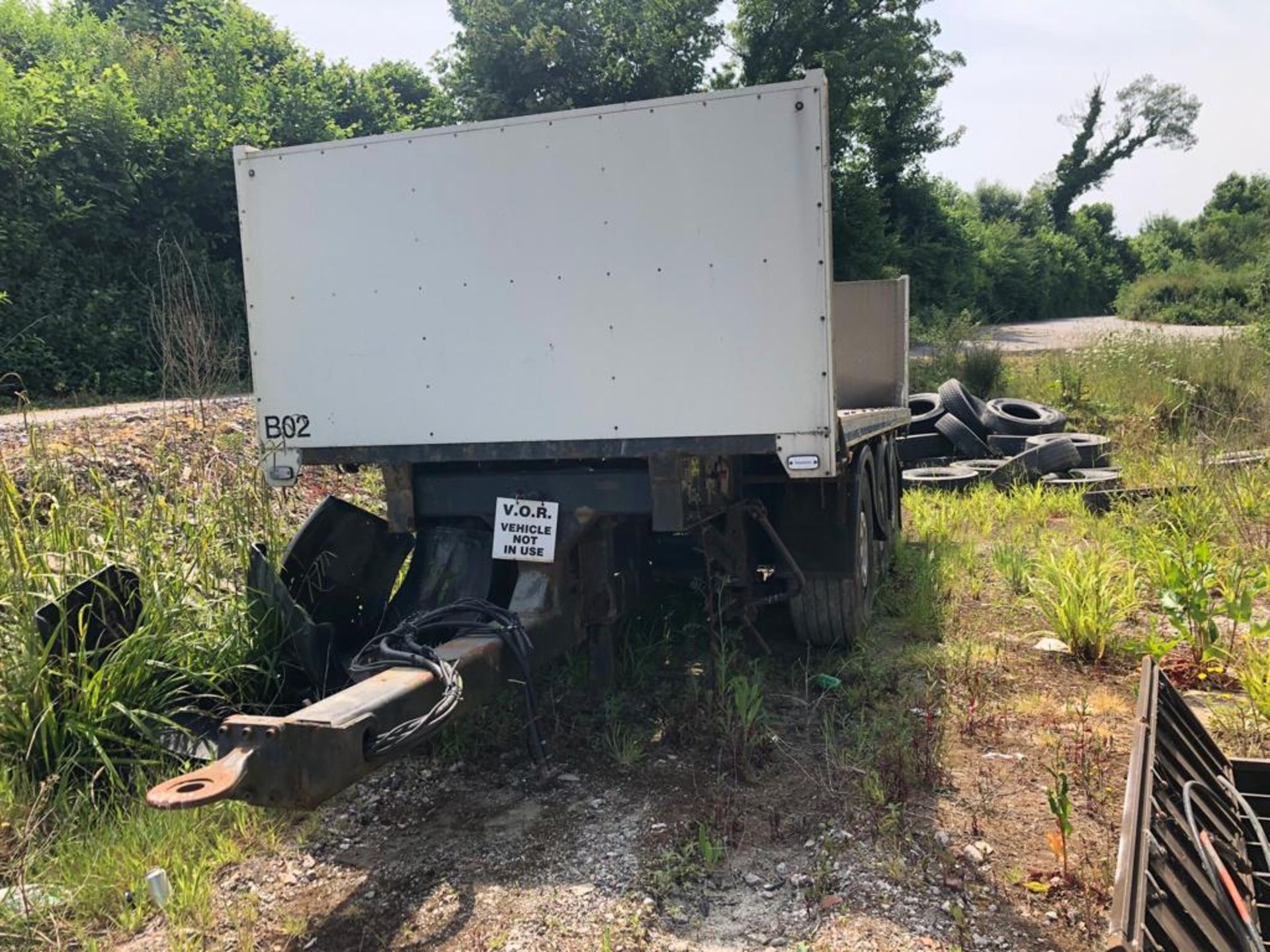 Muldon tri-axle drawbar flat bed trailer, GVW 24000 kgs, ID ref C331231 (2012) - bed in poor