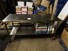 Stainless steel workbench, H 84cm x L 1.8m x W 60cm