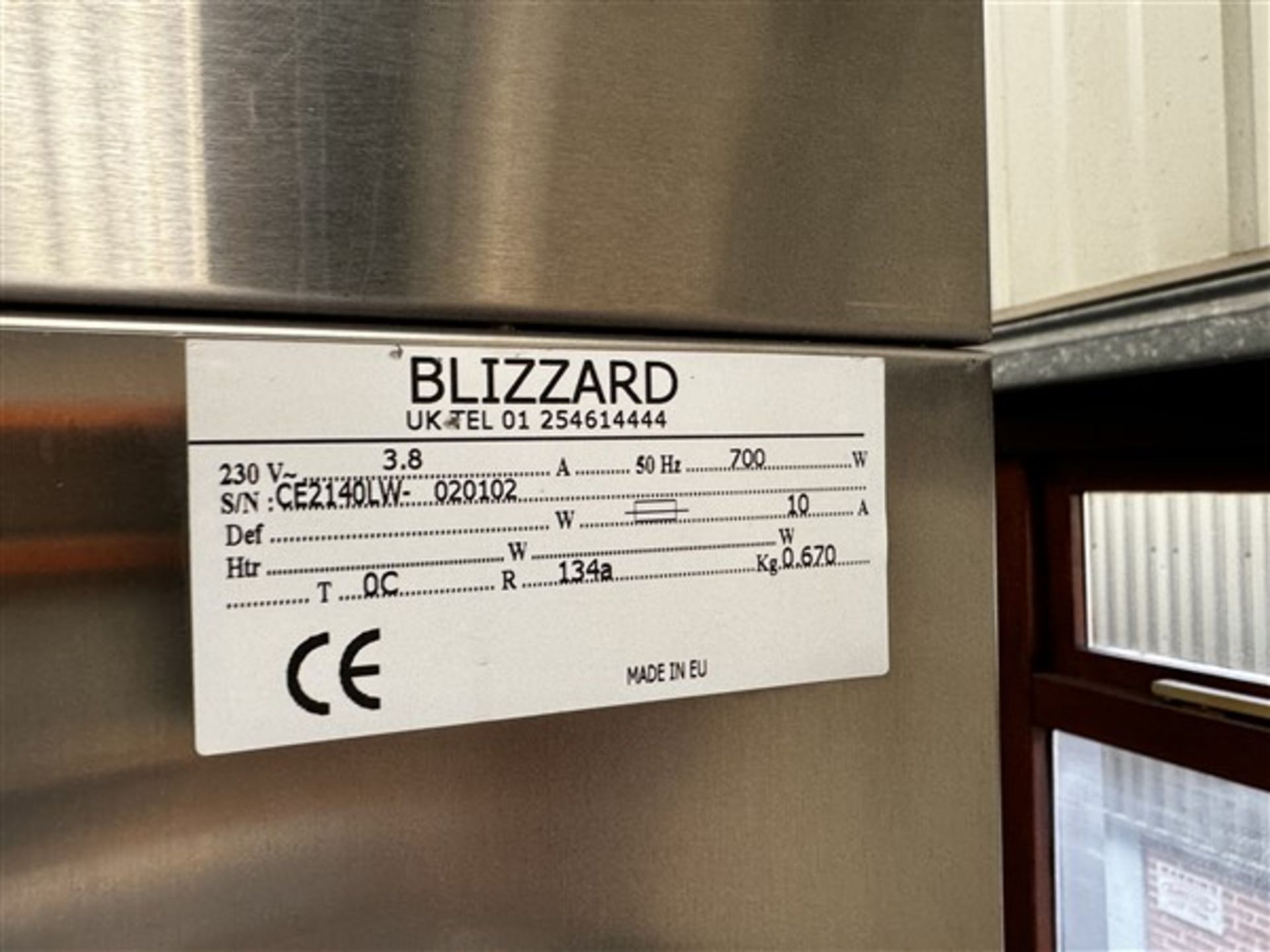 Blizzard refrigeration stainless steel double door refrigerator , serial no. CE2140LW-020102 - Image 3 of 6