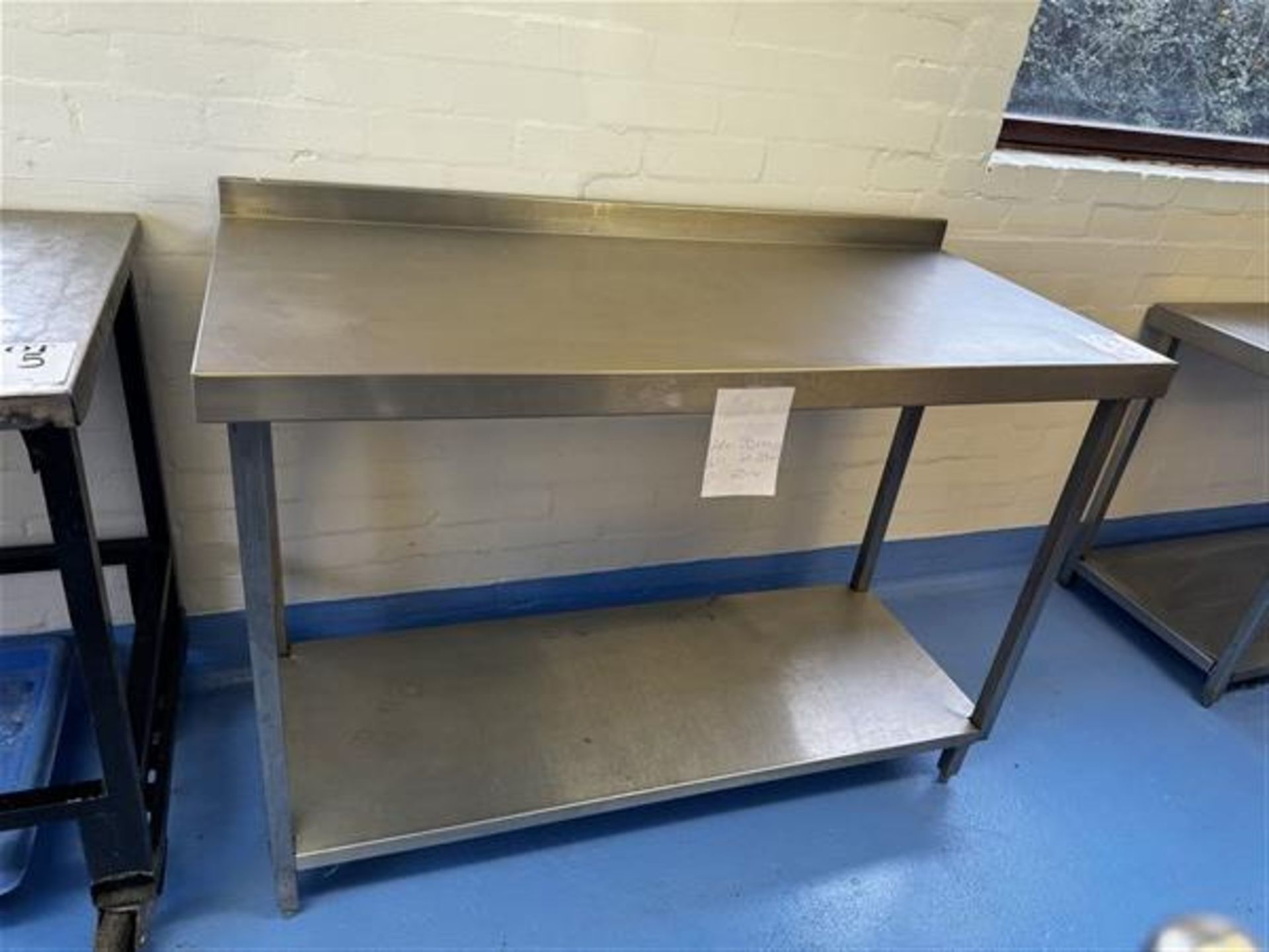 Stainless steel workbench, H 90cm x W 1.3m x D 60cm