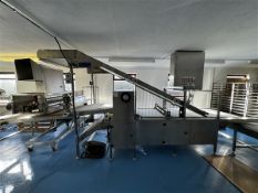 Burgess Food Machinery pizza dough roller & cutting conveyor, serial no. E3648, with various sized