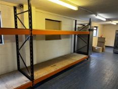 Four bays, five uprights, eight pairs of beams of pallet racking, H 2430mm x L 3740mm x W 1m (length