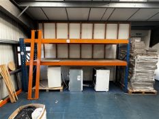 6-beam, 3-shelf pallet racking H 2m x L 3.75m x D 90cm (one shelf not constructed)