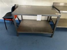 Stainless steel workbench, H 85cm x L 1.17m x W 80cm