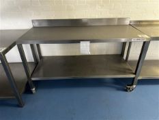 Stainless steel workbench, H 85cm x L 1.5m x W 60cm