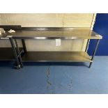 Stainless steel workbench, H 85cm x L 1.8m x W 60cm