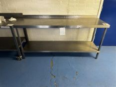 Stainless steel workbench, H 85cm x L 1.8m x W 60cm