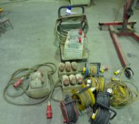 Assortment of electric cables, junction boxes, etc