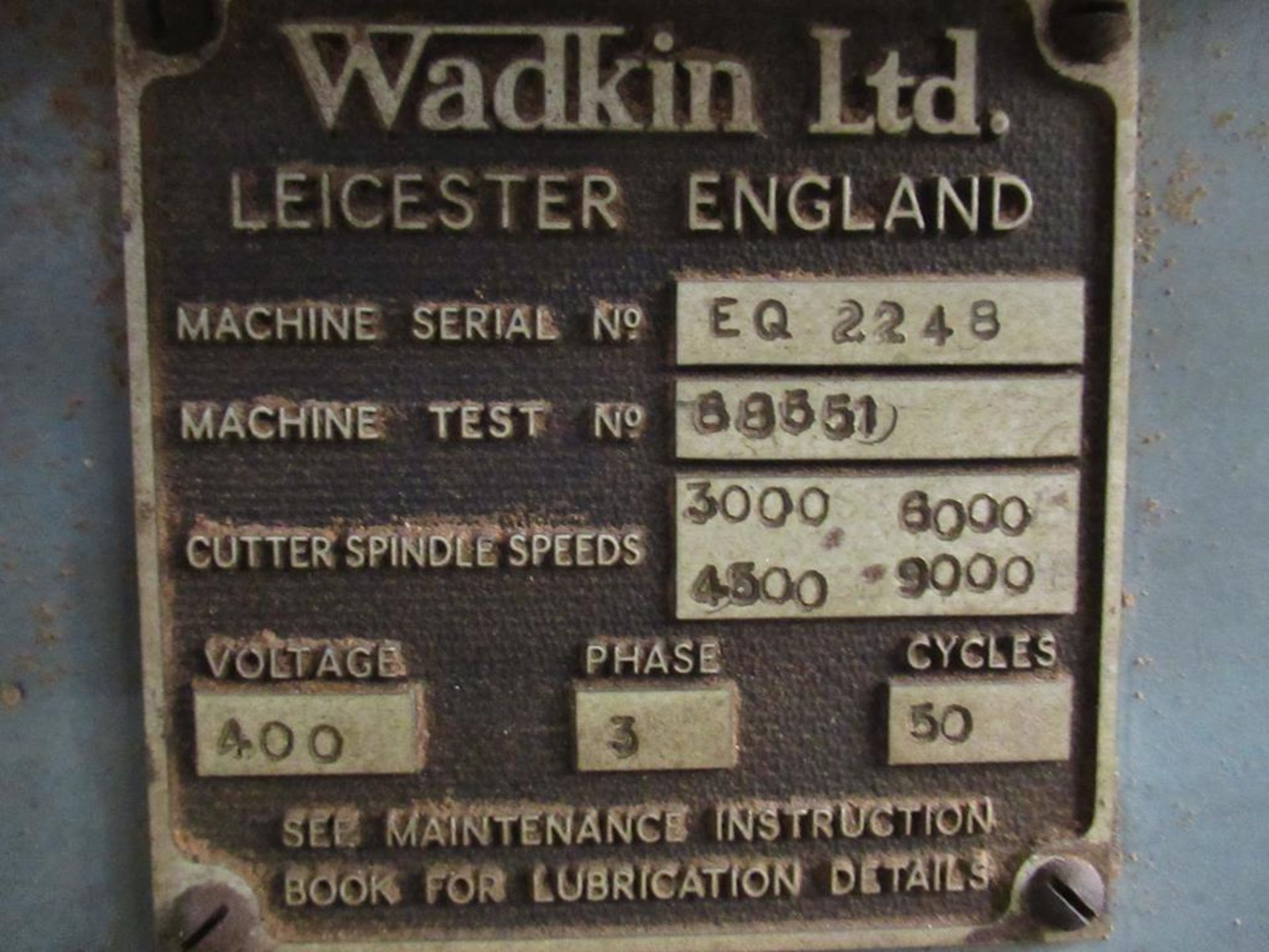 Wadkin EQ 4 Speed Heavy Duty Spindle Moulder. - Image 5 of 6