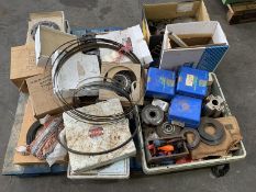 Pallet of Various Woodworking Tooling inc cutting blocks, blades (both bandsaw & tablesaw) etc