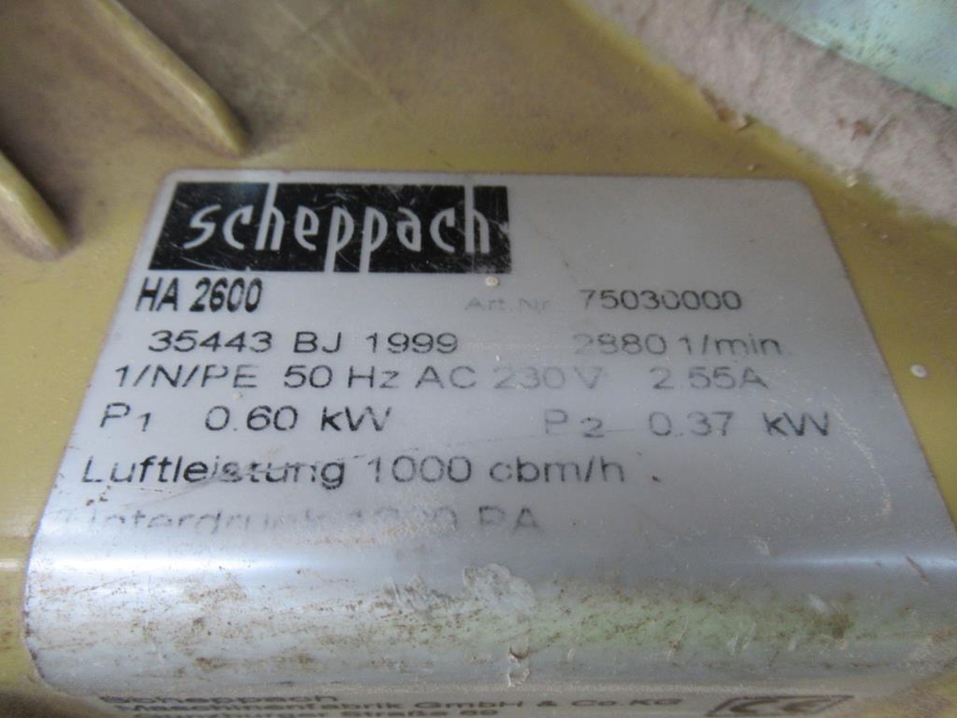 Scheppach HA2600 Single Bag Mobile Dust Extractor. 230V - Image 4 of 4