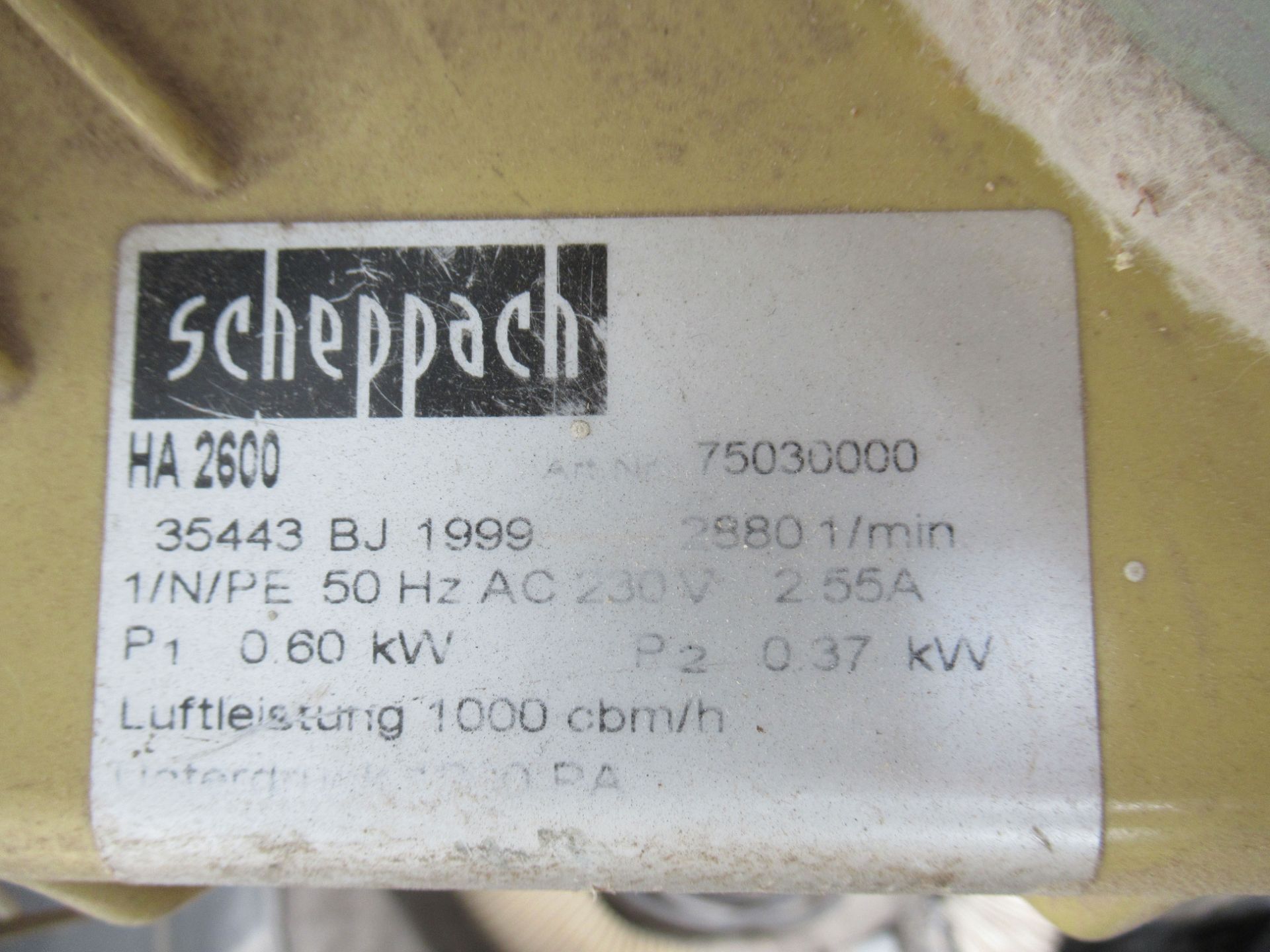 Scheppach HA2600 Single Bag Mobile Dust Extractor. 230V - Image 3 of 3