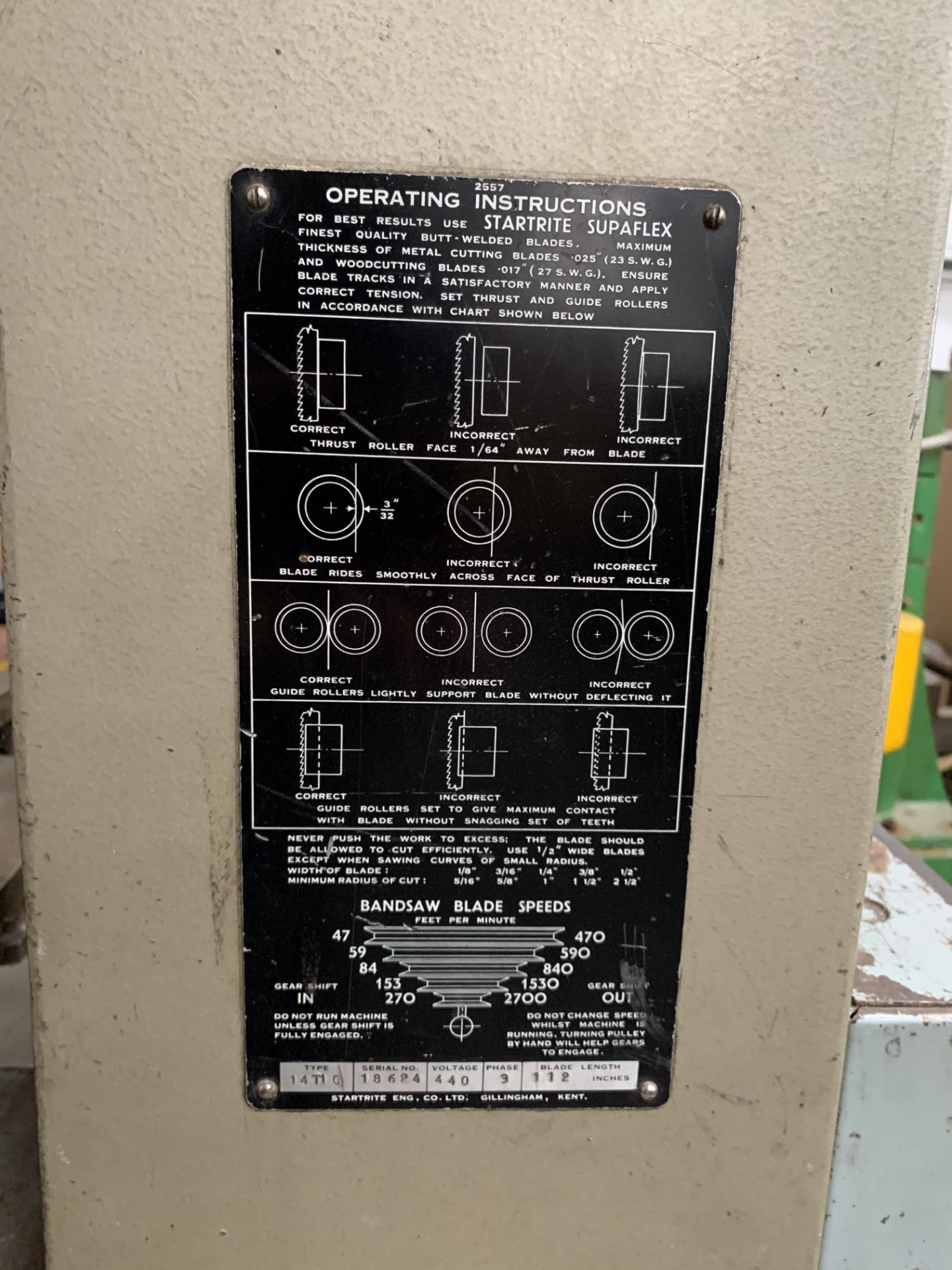 Startrite 14TI0 Vertical Bandsaw. - Image 3 of 5