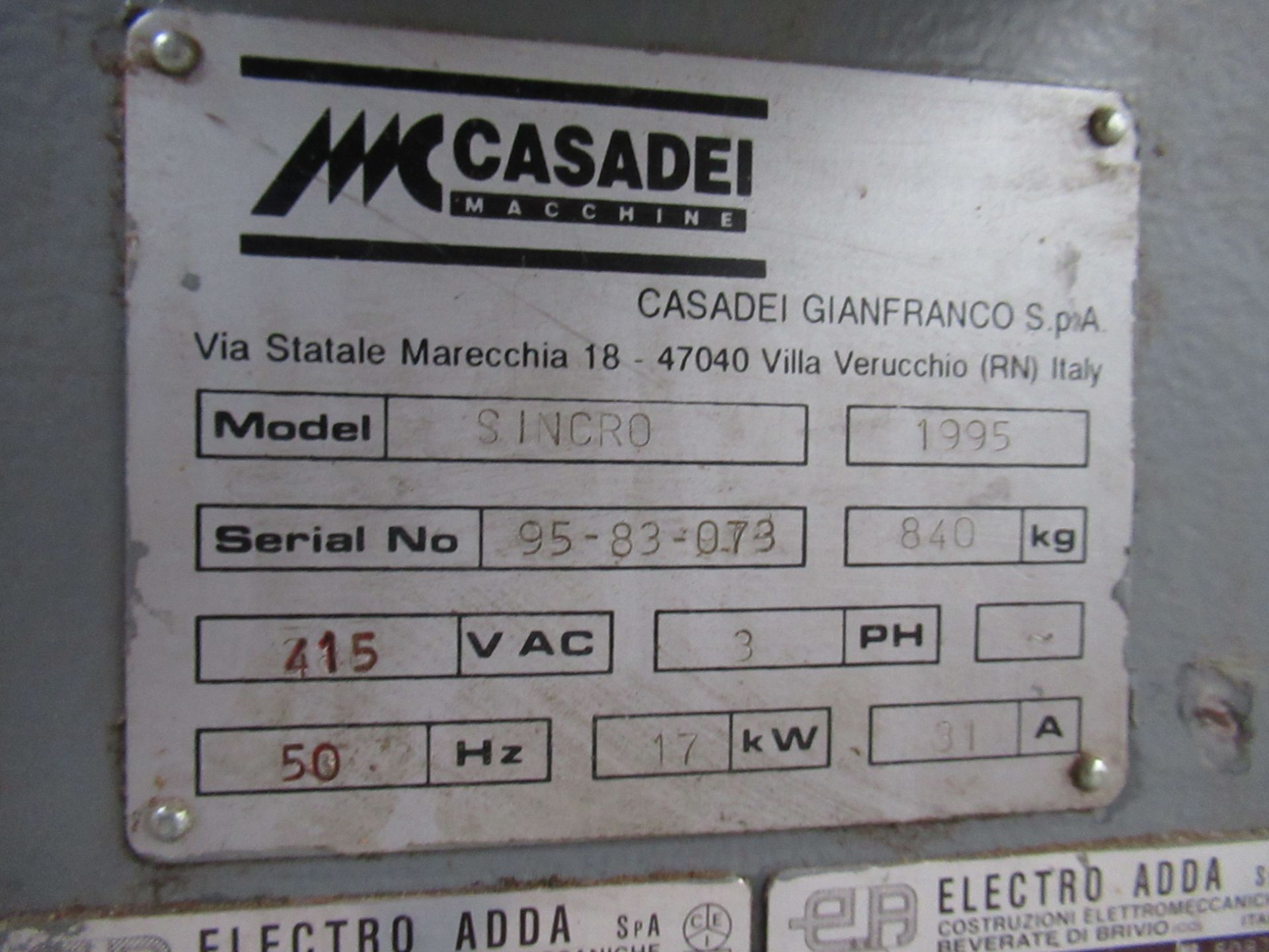 Casadei Syncro 4-Sided Planer. YoM 1995. s/n 95-83-073 - Image 3 of 8